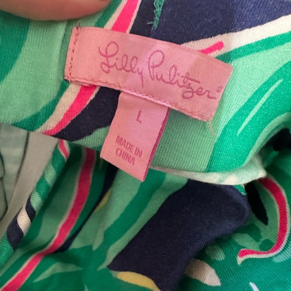 Lilly Pulitzer Tropical Green and Pink palazzo pants - Picture 3 of 3